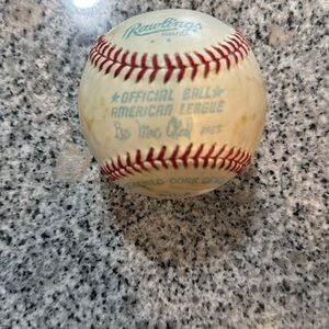 Vintage 1980’s Rawlings Official American League Baseball game used ball.